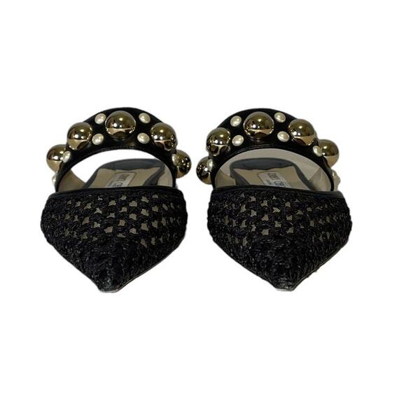 Jimmy Choo Black Basette Pointed Toe Slip On Mules Flats Size 37 - Picture 6 of 15